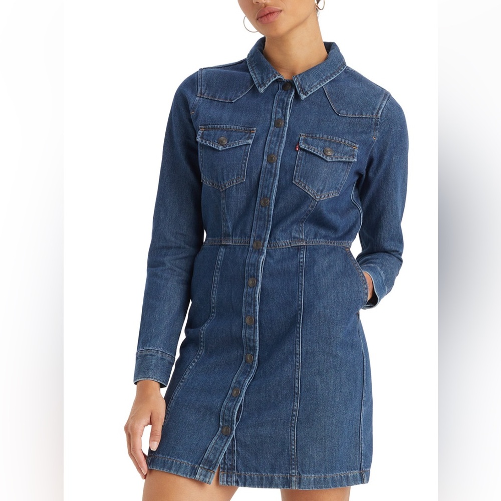 Levi's Women's Flynn Western Cotton Denim Dress - Picture 4 of 4